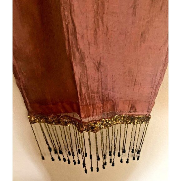 Wayne Kleski Organza Flapper Glass Bead Fringe Sequined Scarf Vintage Designer - Picture 5 of 9